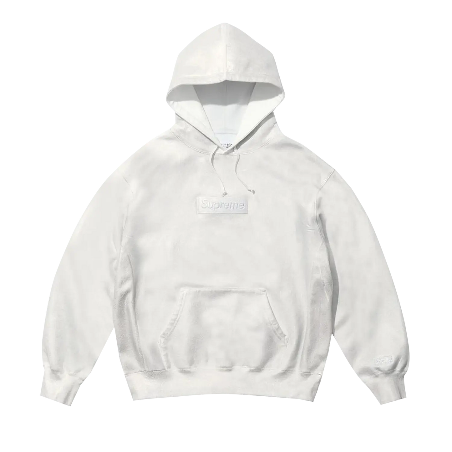 Supreme MM6 Maison Margiela Foil Box Logo Hooded Sweatshirt White Supreme MM6 Maison Margiela Foil Box Logo Hooded Sweatshirt White