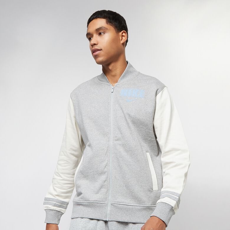 Nike Fleece Varsity Jacket in Grey Heather