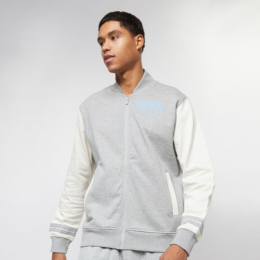 Nike Fleece Varsity Jacket in Grey Heather
