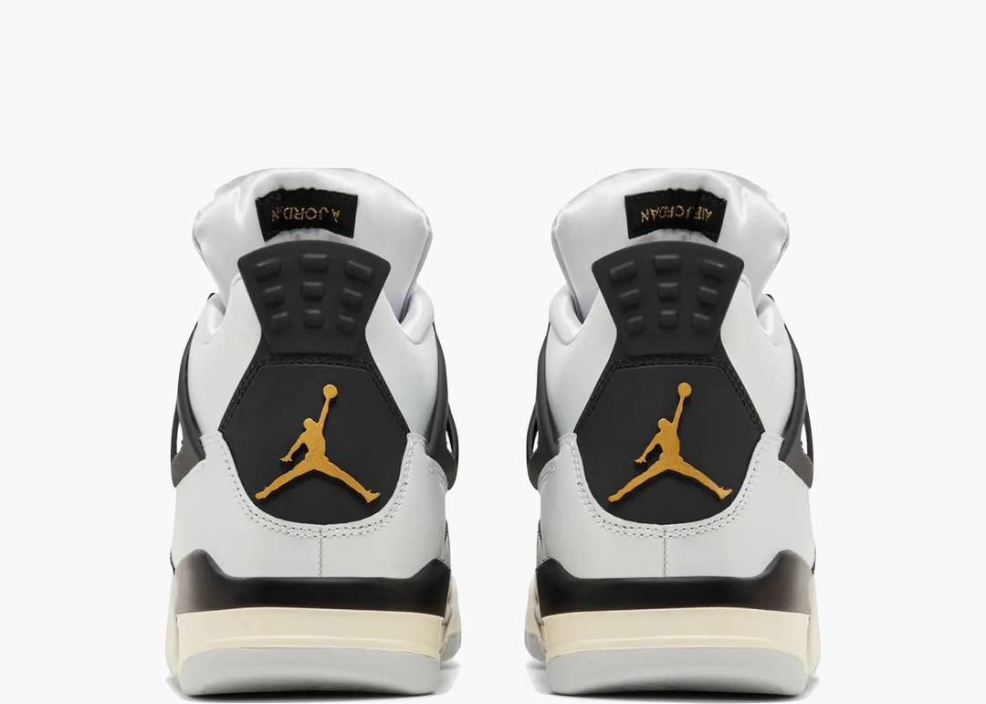 Jordan 4 Platinum Gold GS suola con Nike Air visibile, sneaker Nike Air Jordan 4 Retro