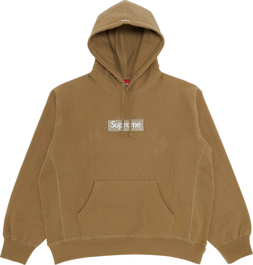 Supreme Box Logo Hooded Sweatshirt Dark Sand