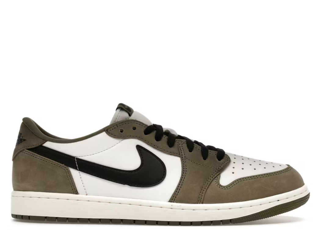 Air Jordan 1 Retro Low OG Medium Olive vista laterale – Nike Air Jordan 1 sneaker