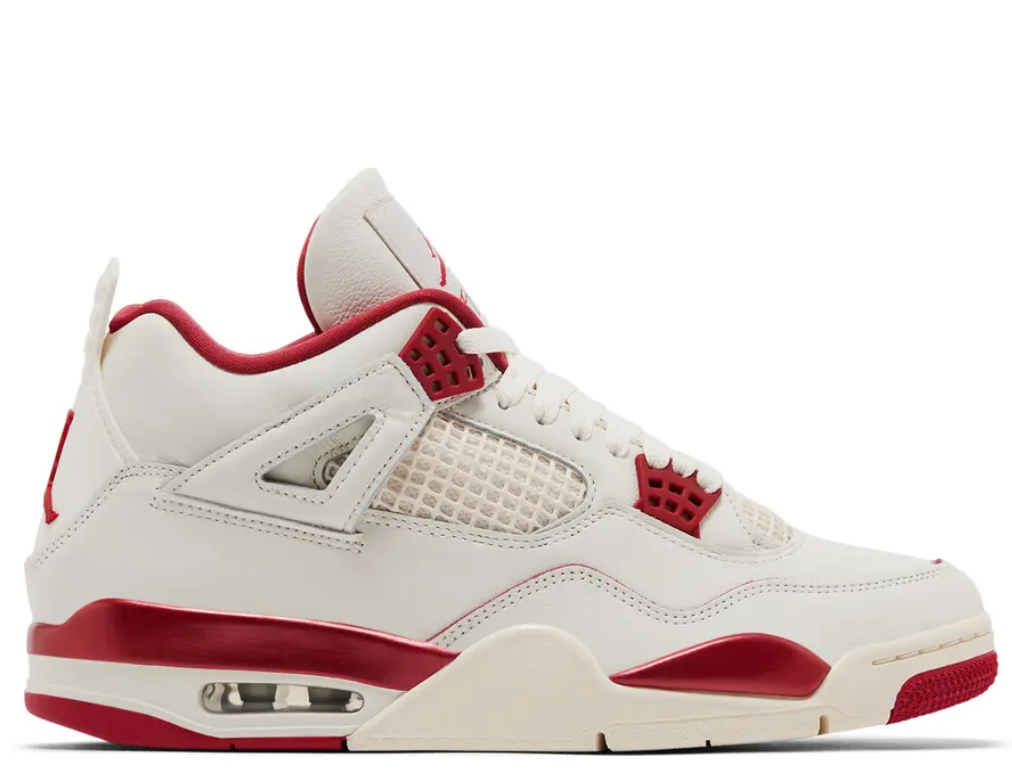 Air Jordan 4 Retro Valentine’s Day vista laterale – dettagli Sierra Red