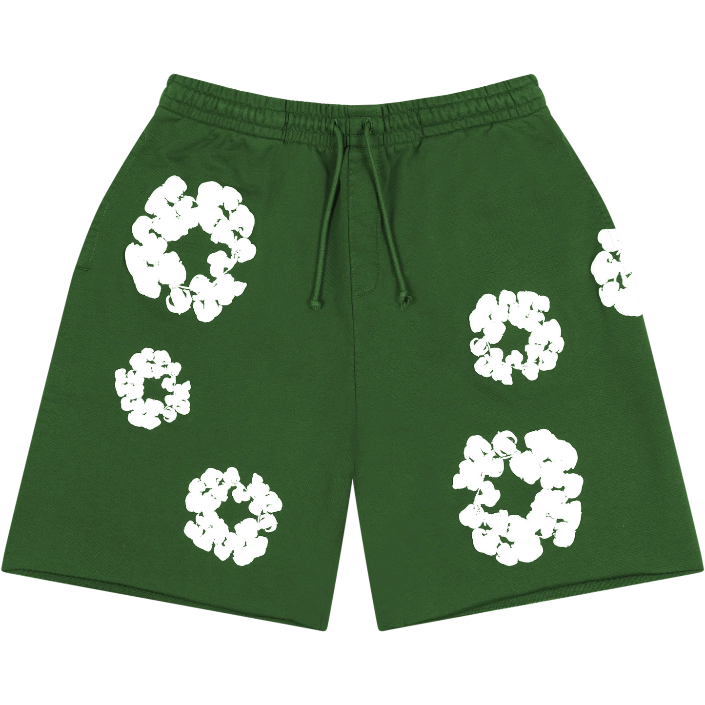 Denim Tears The Cotton Wreath Shorts Green vista frontale – pantaloncini green streetwear