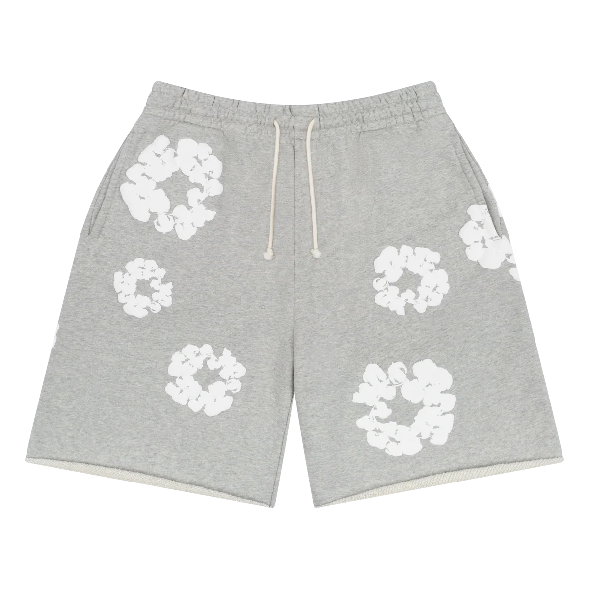Denim Tears The Cotton Wreath Shorts Grey vista frontale – pantaloncini grigi streetwear