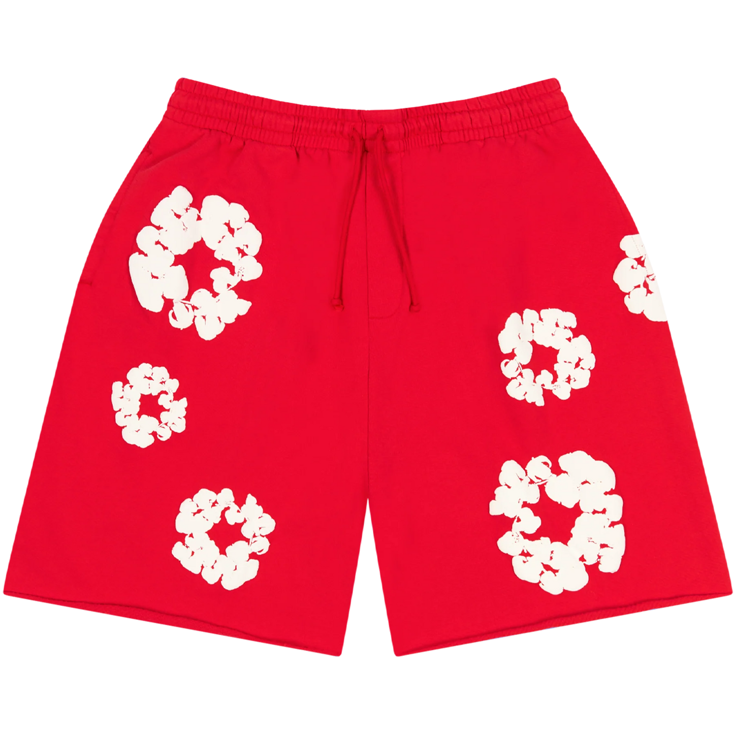 Denim Tears The Cotton Wreath Shorts Red vista frontale – pantaloncini rossi streetwear