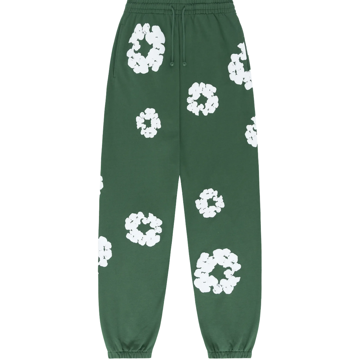 Denim Tears The Cotton Wreath Sweatpants Green vista frontale – pantaloni verdi streetwear