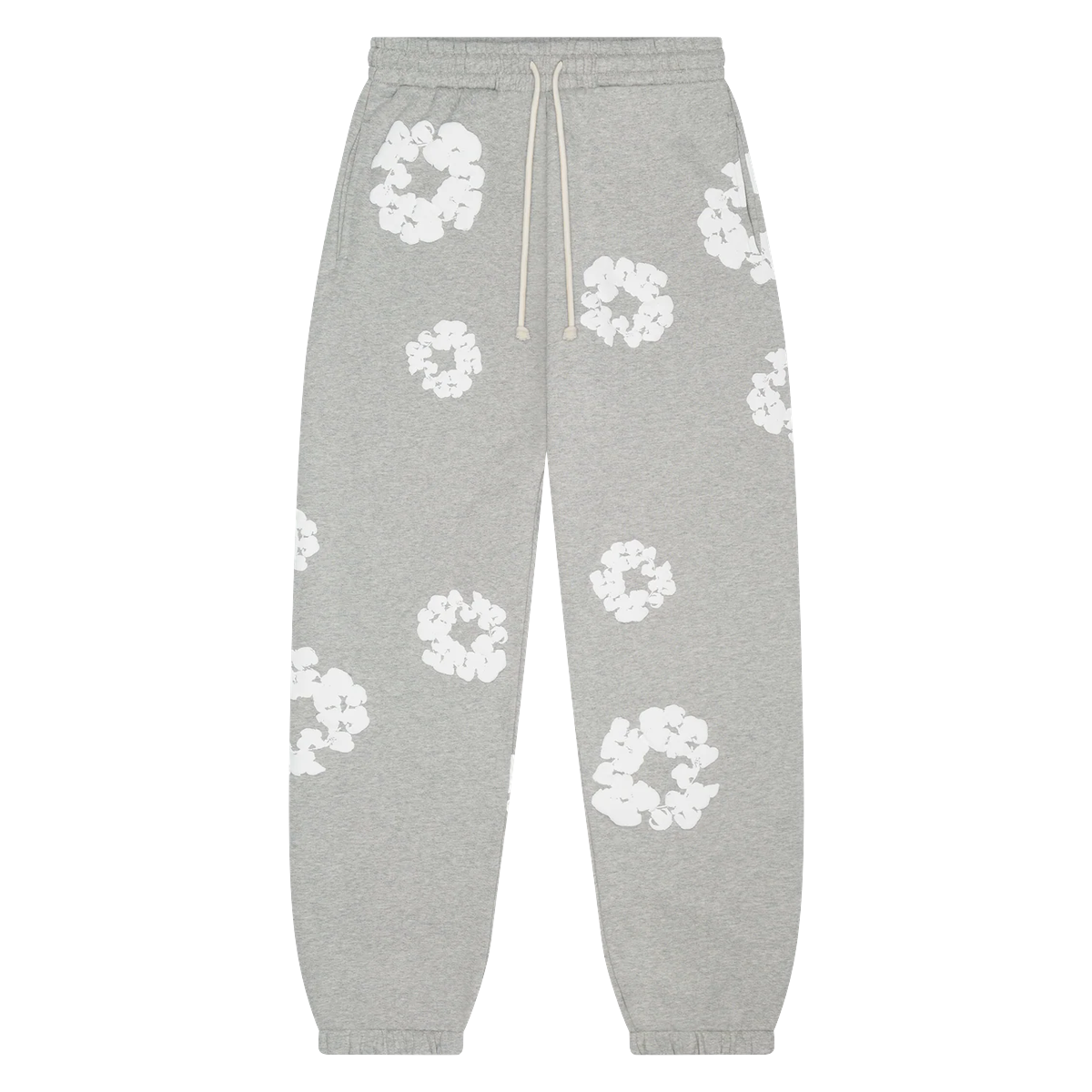 Denim Tears The Cotton Wreath Sweatpants Grey vista frontale – pantaloni grigi streetwear