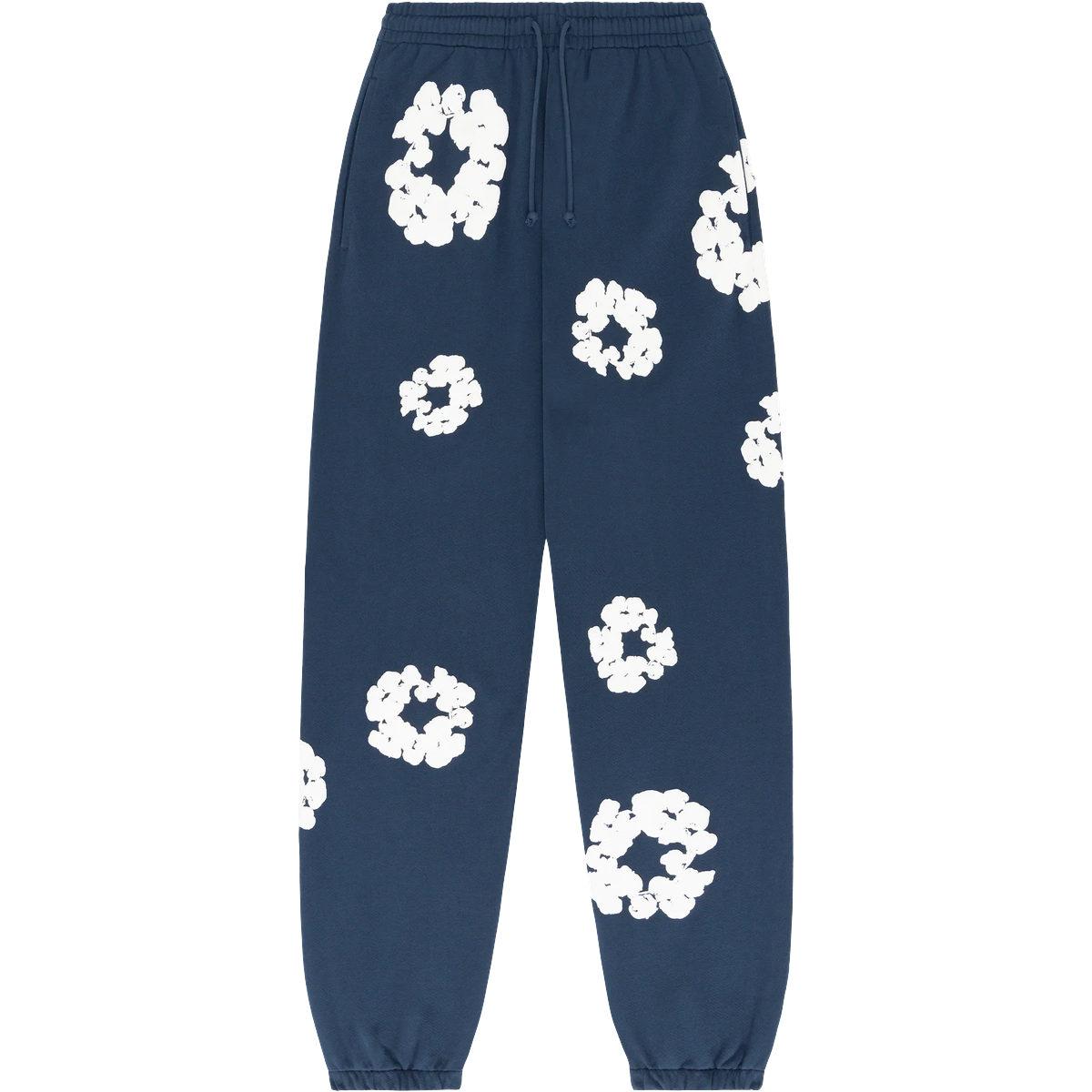 Denim Tears Cotton Wreath Sweatpants Navy vista frontale – pantaloni streetwear blu navy