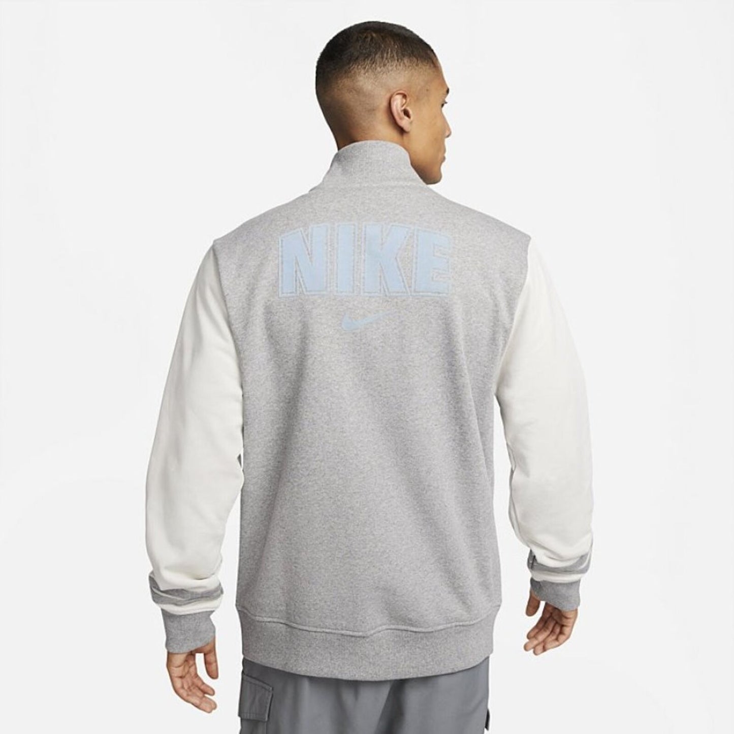 Nike Fleece Varsity Jacket in Grey Heather