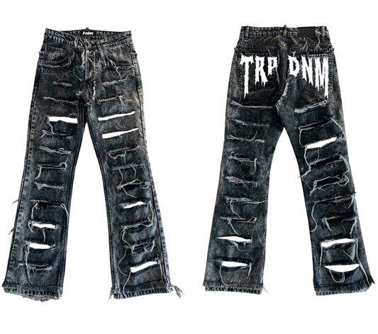 Trap Denim - White Print Flare Denim "IGNIS" Collection