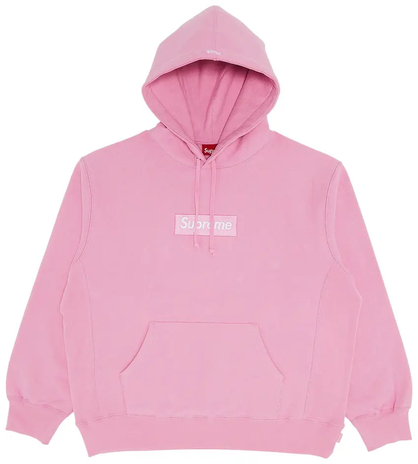 Supreme Box Logo Hooded Sweatshirt Dusty Pink vista frontale – felpa Supreme rosa polveroso streetwear
