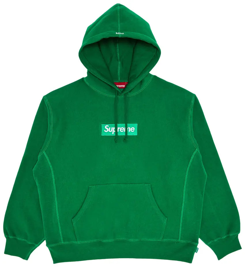 Supreme Box Logo Hooded Sweatshirt Green vista frontale – felpa Supreme verde streetwear