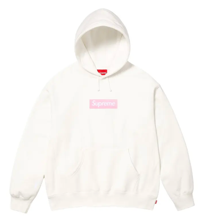 Supreme Box Logo Hooded Sweatshirt White vista frontale – felpa Supreme bianca streetwear