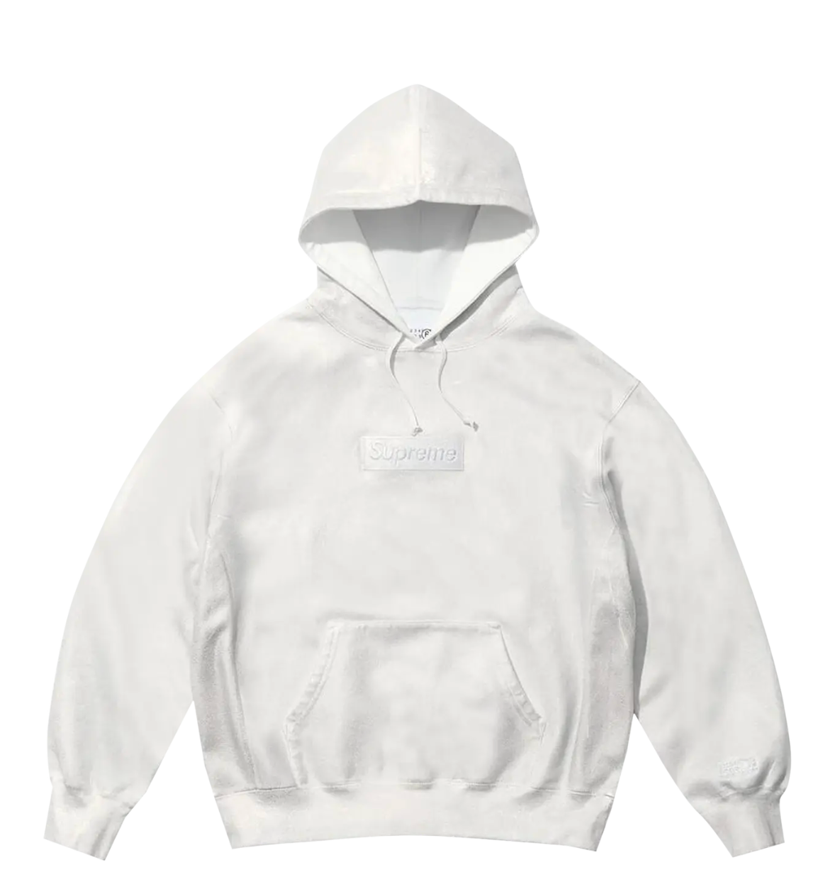 Supreme MM6 Maison Margiela Foil Black Box Logo Hooded Sweatshirt vista frontale – felpa streetwear nera premium