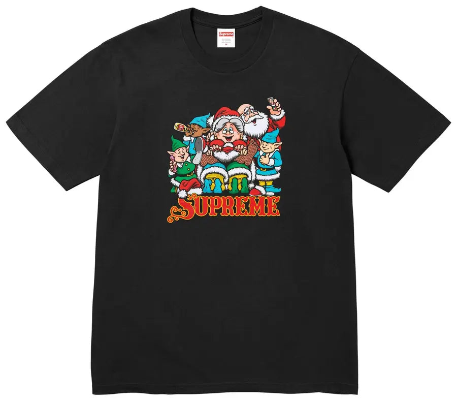 Supreme Naughty Tee Black vista frontale – t-shirt nera Supreme streetwear