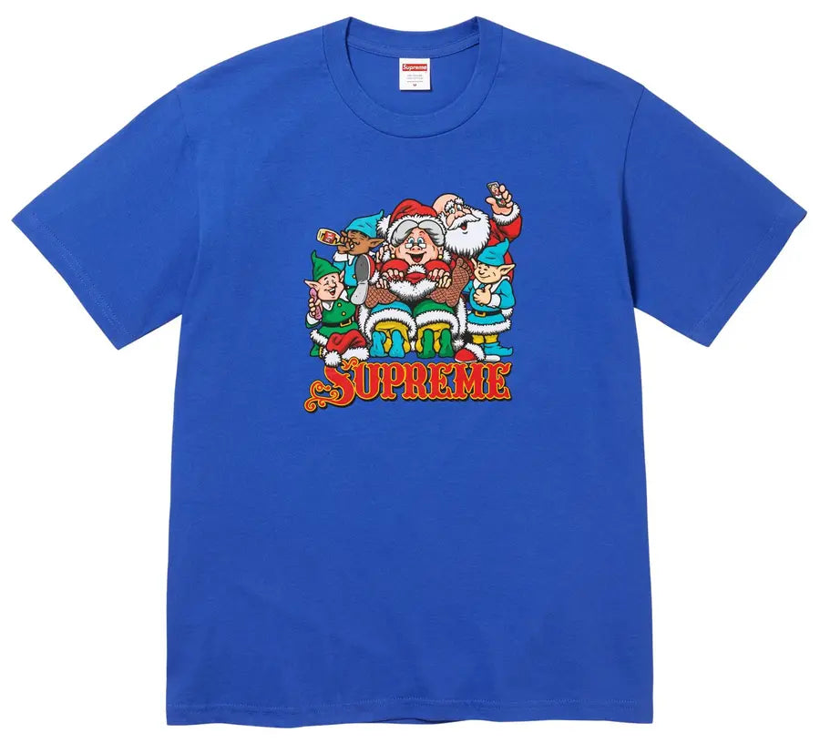 Supreme Naughty Tee Blue vista frontale – t-shirt blu Supreme streetwear