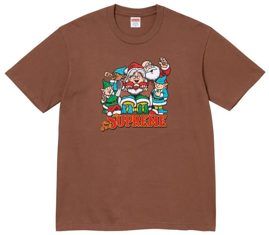 Supreme Naughty Tee Brown vista frontale – t-shirt marrone Supreme streetwear