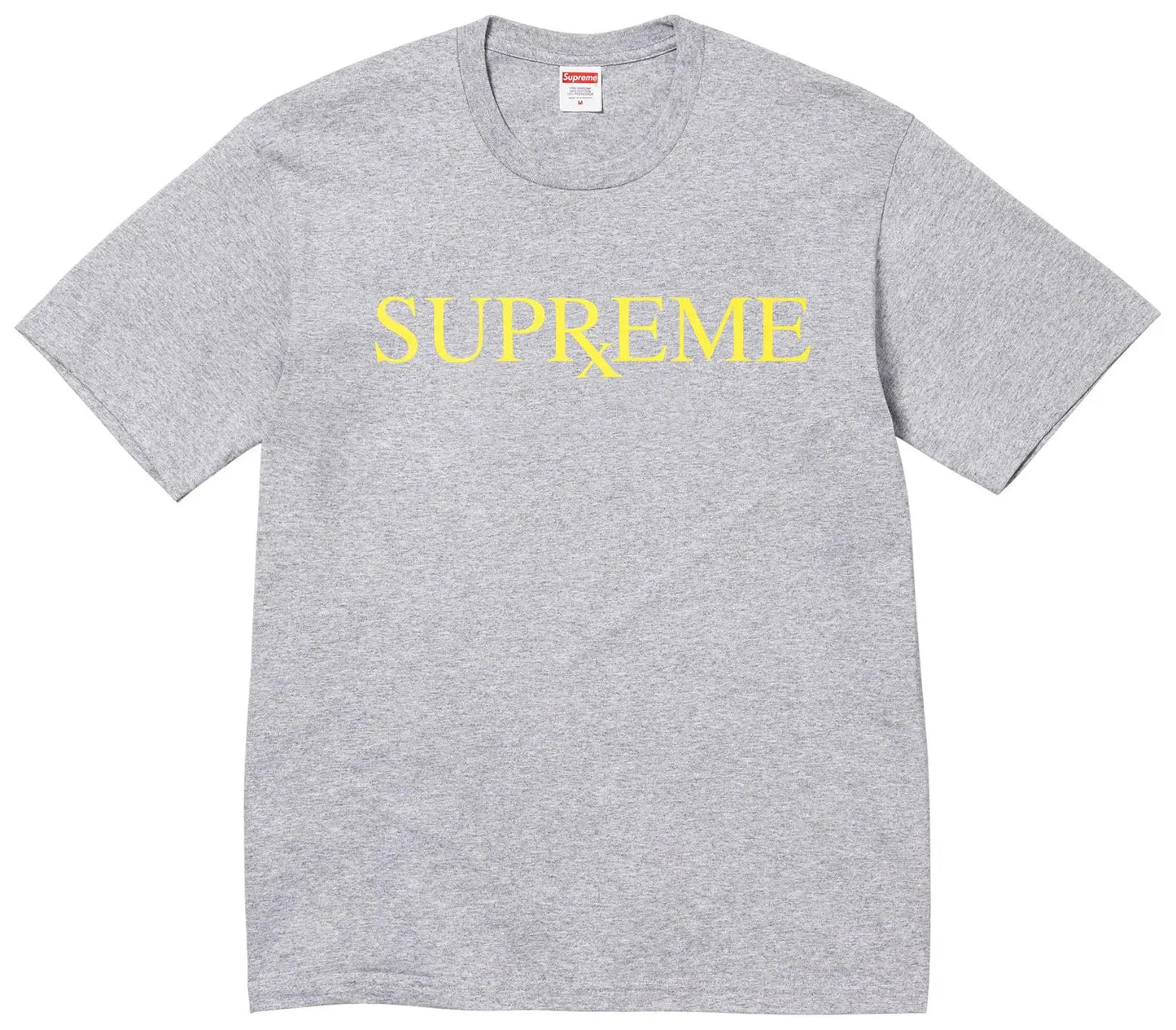 Supreme RX Tee Heather Grey vista frontale – t-shirt grigia Supreme streetwear